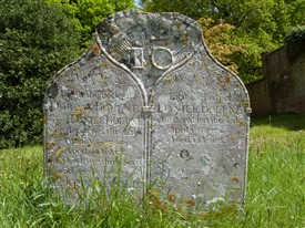 Photo:Headstone of Dorcas and Daniel Bourne 1742 and 1774