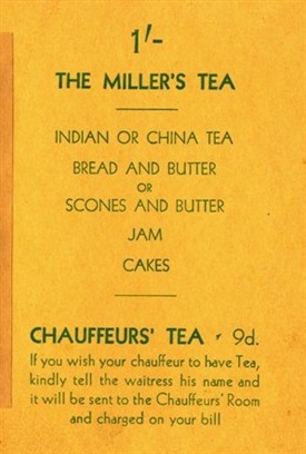 Photo:Extract from the Mill House Tea Room menu c1935