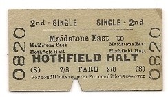 Photo:One of the last Hothfield Train Tickets issued, dated 1959